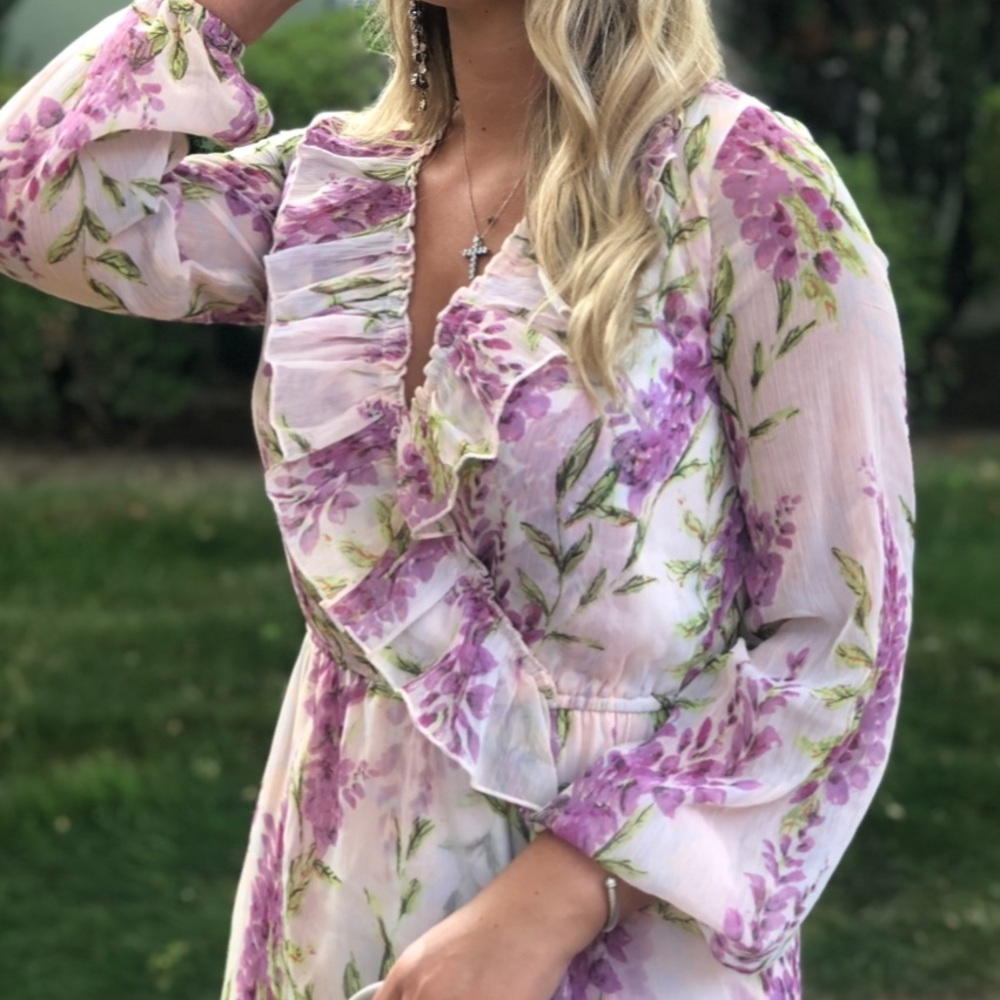 River Island Pink and Purple Ruffled Tiered Midi Dress - Picture 6 of 6